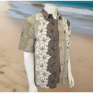 Pineapple Connection HeyMan Hawaiian Shirt Short Sleeve Natural Tones Size S/M